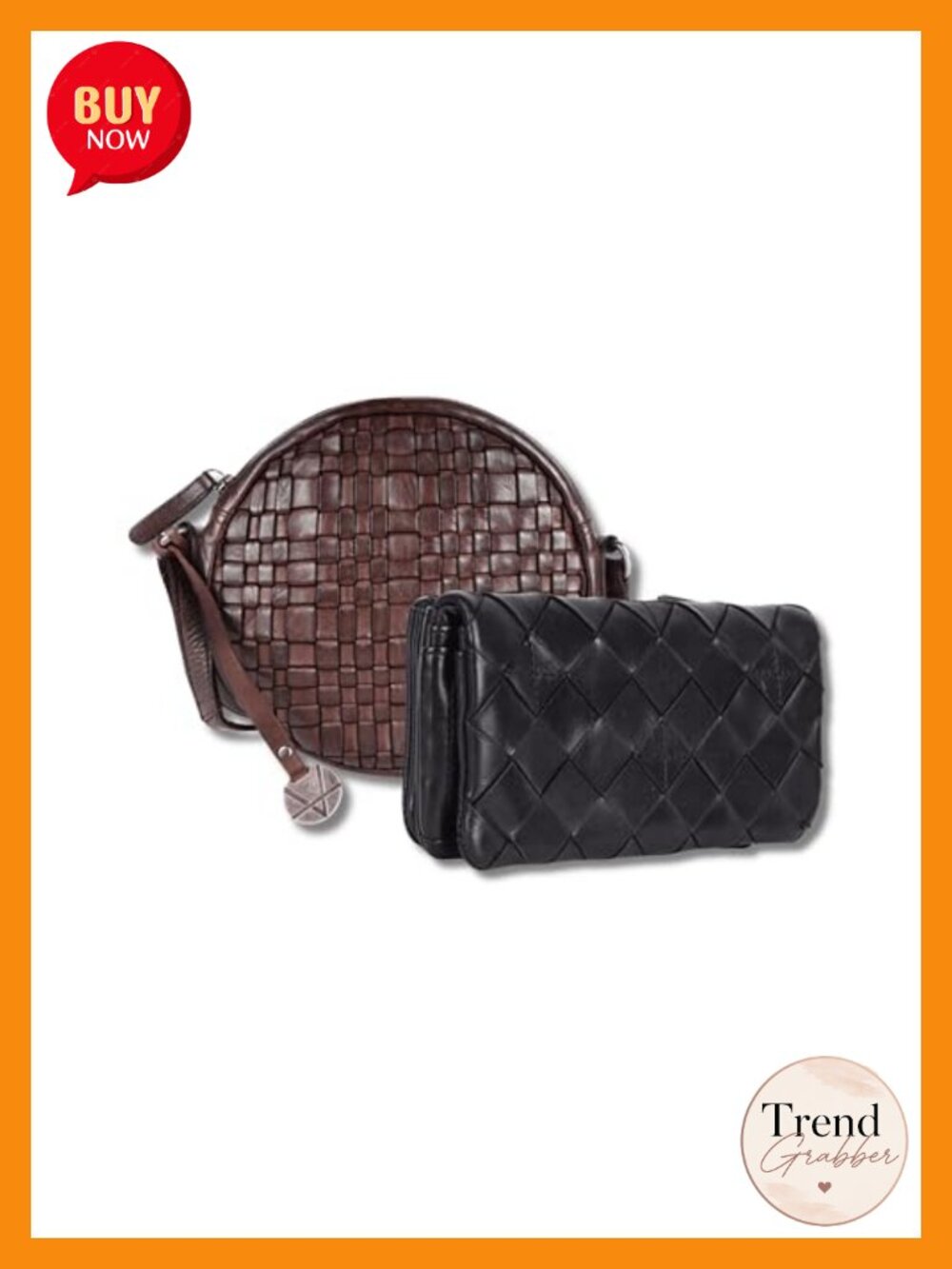 Genuine Leather Crossbody Bag & Wallet Set for Women Zipper Coin Purse
